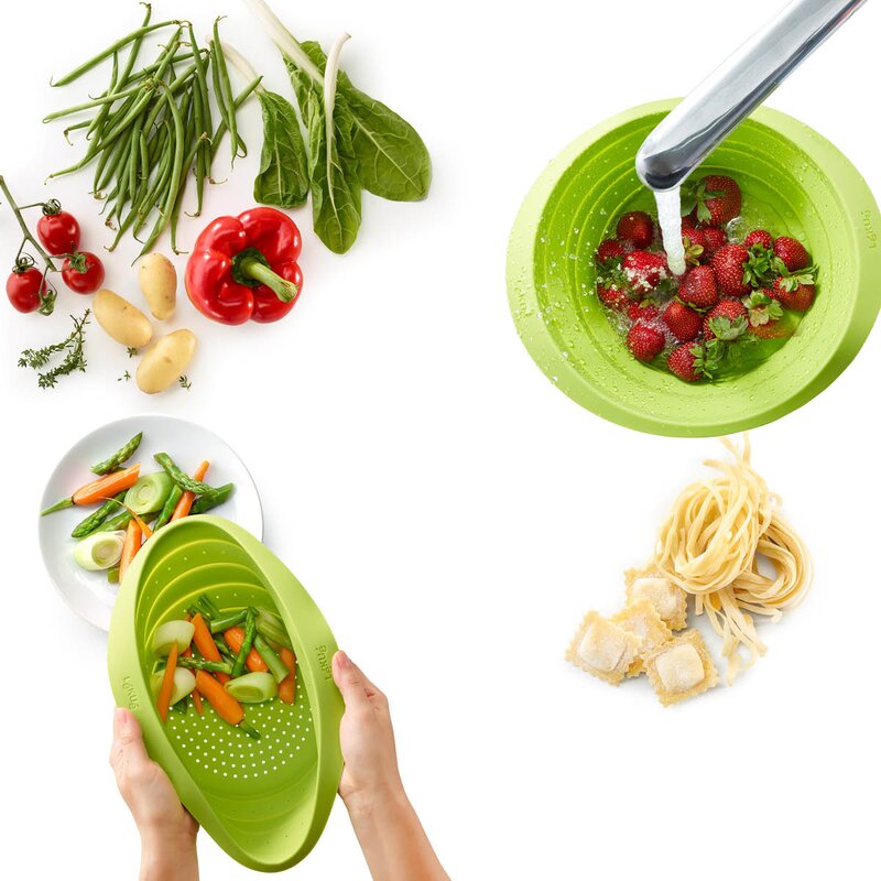 Lékué Hopfällbart durkslag av silikon 3,8 L 23 cm grön