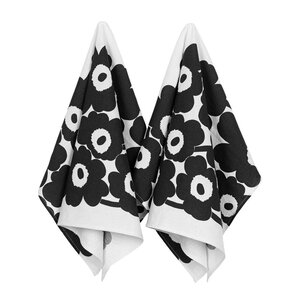 Marimekko Unikko kökshandduk 47x70 cm 2-pack vit/svart