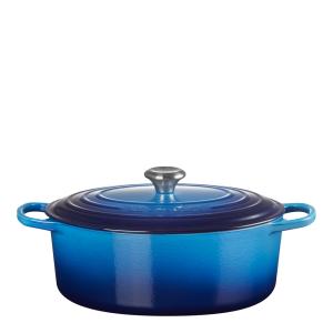 Le Creuset Signature gjutjärnsgryta oval 31 cm 6,3 L azure