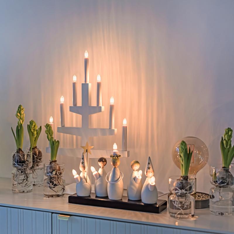 Star Trading Trapp Adventsljusstake 54 cm Vit