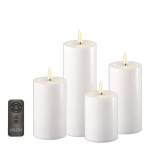 DeluxeHomeart LED gåvoset blockljus 4 st, fjärrkontroll, batterier vit
