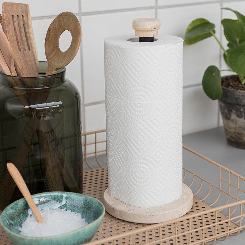 Mette Ditmer Travertine hushållspappershållare 26 cm lin