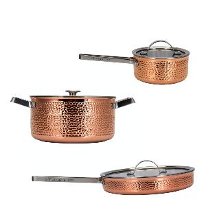 Vargen & Thor Mjölner.1 grytset 3 delar Vera, Miranda, Modell Y koppar