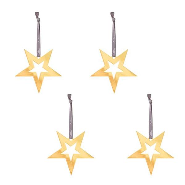 Julhänge Stjärna 5x5 cm 4-pack Guld