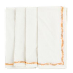 Chamois White Embroidery servetter 50x50 cm 4-pack orange