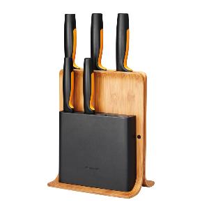 Fiskars Functional Form Knivblock med 5 knivar Bambu