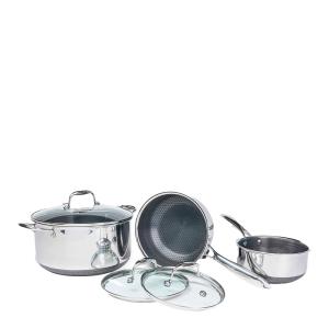Hexclad Hybrid Kastrullset 6 delar Silver/Svart