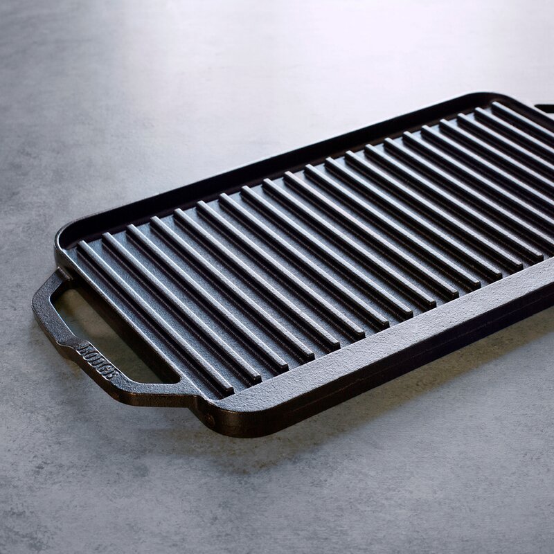 Lodge Cast Iron Chef Collection dubbelsidig gjutjärnsplatta 25x50 cm