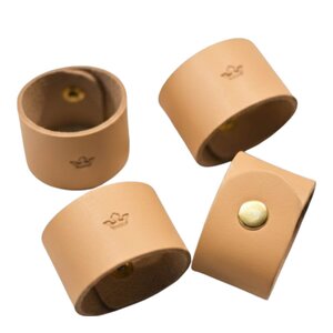 Nordan Home Servettring i läder 3 cm 4-pack ljusbrun