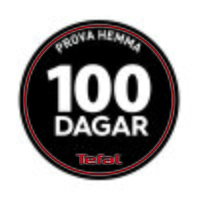 Etikett med texten Prova hemma i 100 dagar