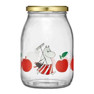 Muurla Mumin glasburk 1L med klistermärke 4-pack röd