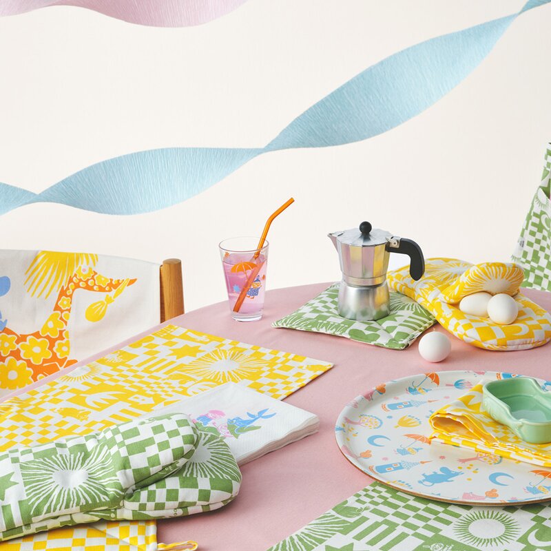 MoominArabia Mumin Fest grytlapp 23x23 cm 2-pack grön