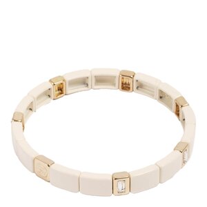 A&C Oslo Enamel Tiles Crystal Line armband emalj cream/guld/kristall