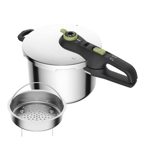 Tefal Secure Trendy tryckkokare med ångkorg 6 L rostfri 