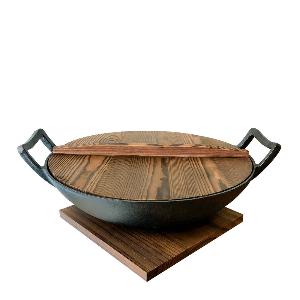 Satake Nabe Wok Gjutjärn med glaslock 36 cm Svart
