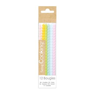 ScrapCooking Tårtljus vridna 12-pack 12 cm pastell mix