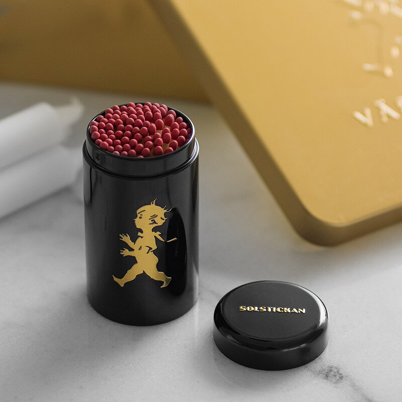 SOLSTICKAN Tändsticksrör 10 cm Svart/Guld