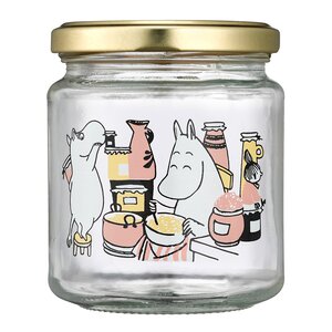 Muurla Mumin glasburk med 4 klistermärken 0,3 L sylt klar