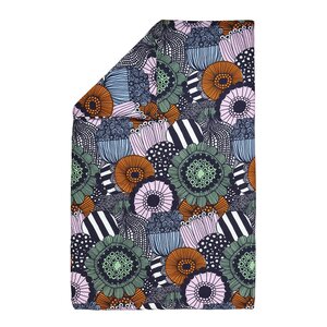 Marimekko Siirtolapuutarha påslakan 150x210 cm vit/mörkblå/orange