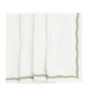 Chamois White Embroidery servetter 50x50 cm 4-pack green tea