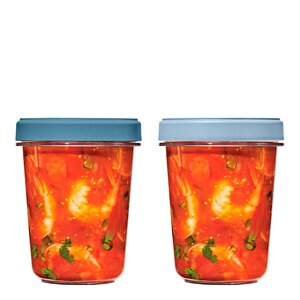 Oxo Twist & Stack förvaringsburk 94,6 cl 2-pack med lock klar/blå
