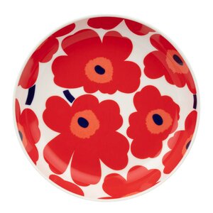 Marimekko Oiva Unikko djup tallrik 20,5 cm vit/röd/blå