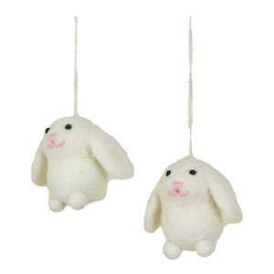 A World of Craft Påskpynt hänge 4x3 cm Kanin mini 2-pack vit