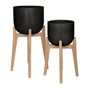 GUS Design Rustik kruka rund 2-pack 37+30 cm svart