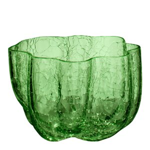 Kosta Boda Crackle ljuslykta 5,8 cm mörkgrön