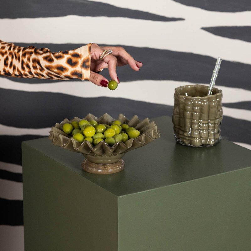 ByOn Lori skål 18 cm grön/beige