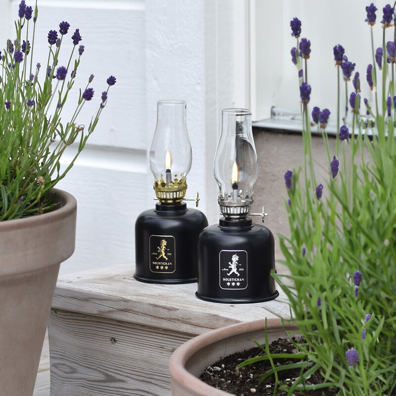 SOLSTICKAN Oljelampa 20 cm svart/guld