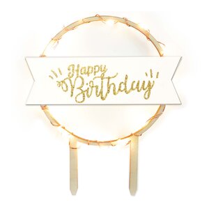 ScrapCooking LED tårtdekoration trä Happy Birthday