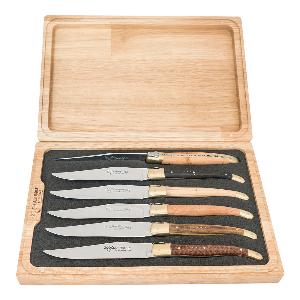 Laguiole en Aubrac Stekkniv 6-pack Mixade träslag/Rostfri