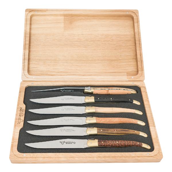Stekkniv 6-pack Mixade träslag/Rostfri
