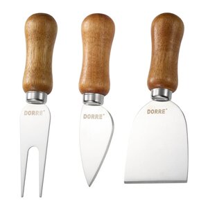 Dorre Olva ostknivar 13 cm 3-pack akaciaträ/rostfritt stål