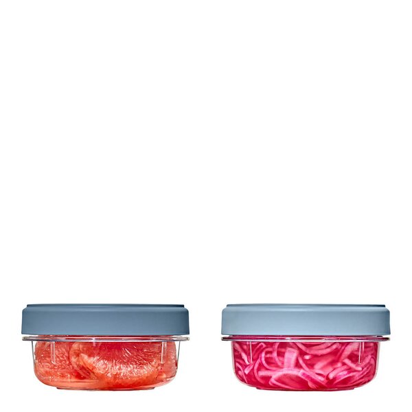 Oxo Twist & Stack förvaringsburk 35,5 cl 2-pack med lock klar/blå