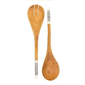 A World of Craft Stripe Salladsbetick Olivträ 2 delar