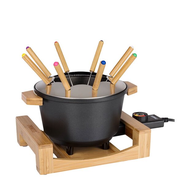 PRINCESS Fondueset med 8 gafflar 173025 1,5L svart/bambu