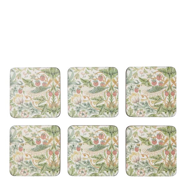 Spode Morris & Co glasunderlägg 6-pack Strawberry Thief green