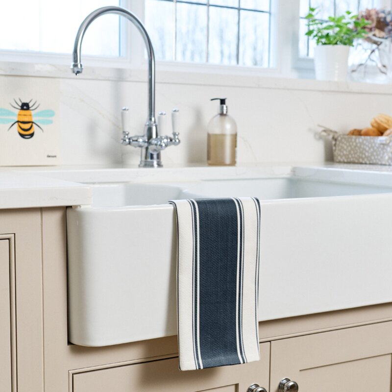 Dexam Love Colour randig kökshandduk 70x45 cm marinblå