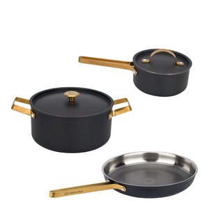 Vargen & Thor Arvet 2 Modell XB, Mio & Viggo Grytset 3 delar 1L/4L 28 cm svart/mässing