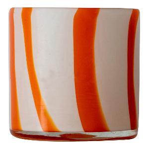 ByOn Calore Ljuslykta 10x10 cm Curve Orange/Vit Randig