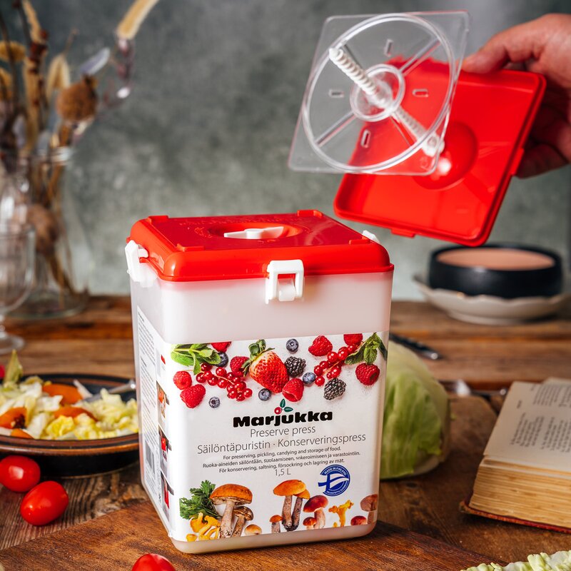 Marjukka Konserveringspress 1,5 L vit/röd
