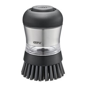 Gefu Swift diskborste med tvåldispenser 50 ml svart