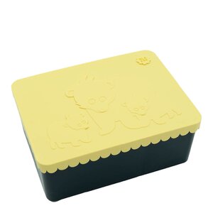 Blafre Björn matlåda plast tre fack 14x19 cm ljusgul/marinblå