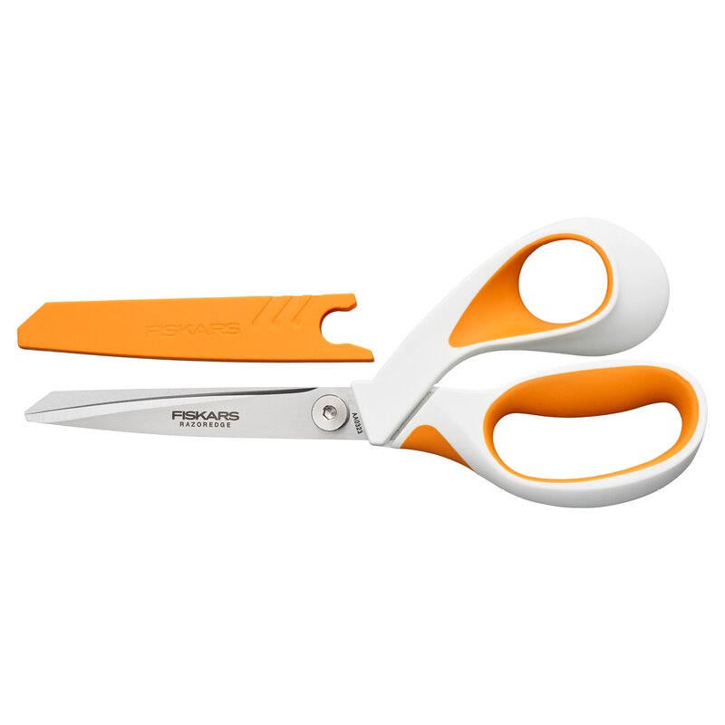 Fiskars RazorEdge tygsax softgrip 21 cm orange/vit
