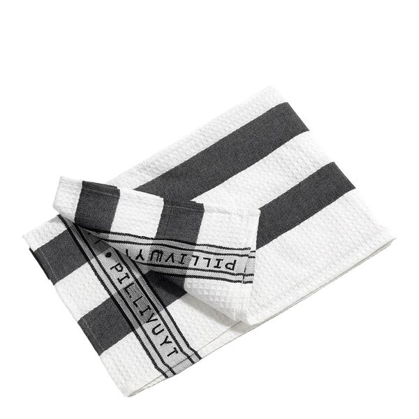 Pillivuyt Kökshandduk 90x60 cm breda ränder svart/vit