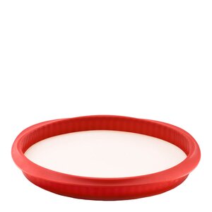 Lékué Quiche pajform i silikon med tallrik 28 cm 1,5 L röd/vit