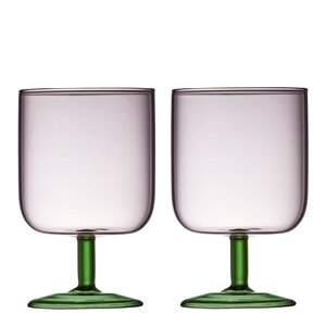 Lyngby Glas Torino vinglas 30 cl 2-pack rosa/grön