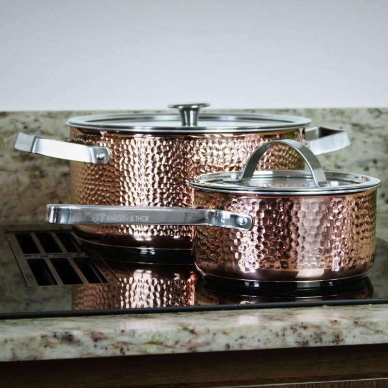 Vargen & Thor Mjölner.1 grytset 3 delar Vera, Miranda, Modell Y koppar
